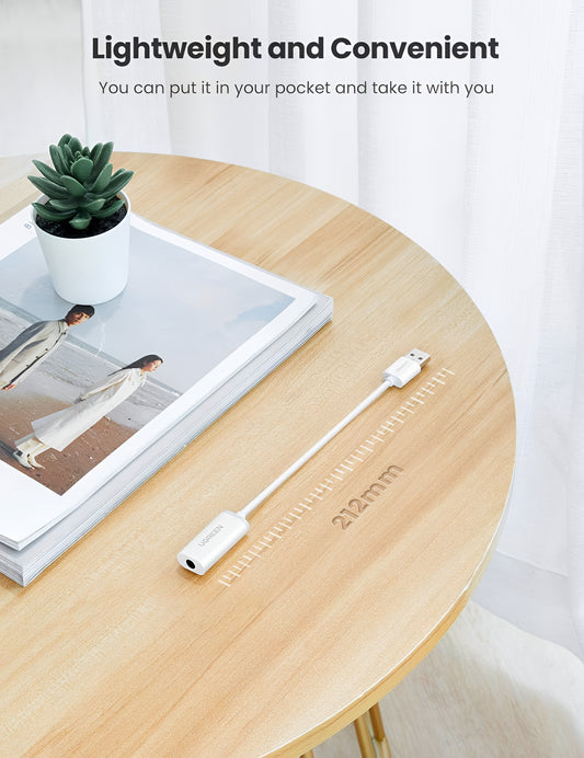 UGREEN US206 Audio Adapter, USB-A - 3.5mm, White