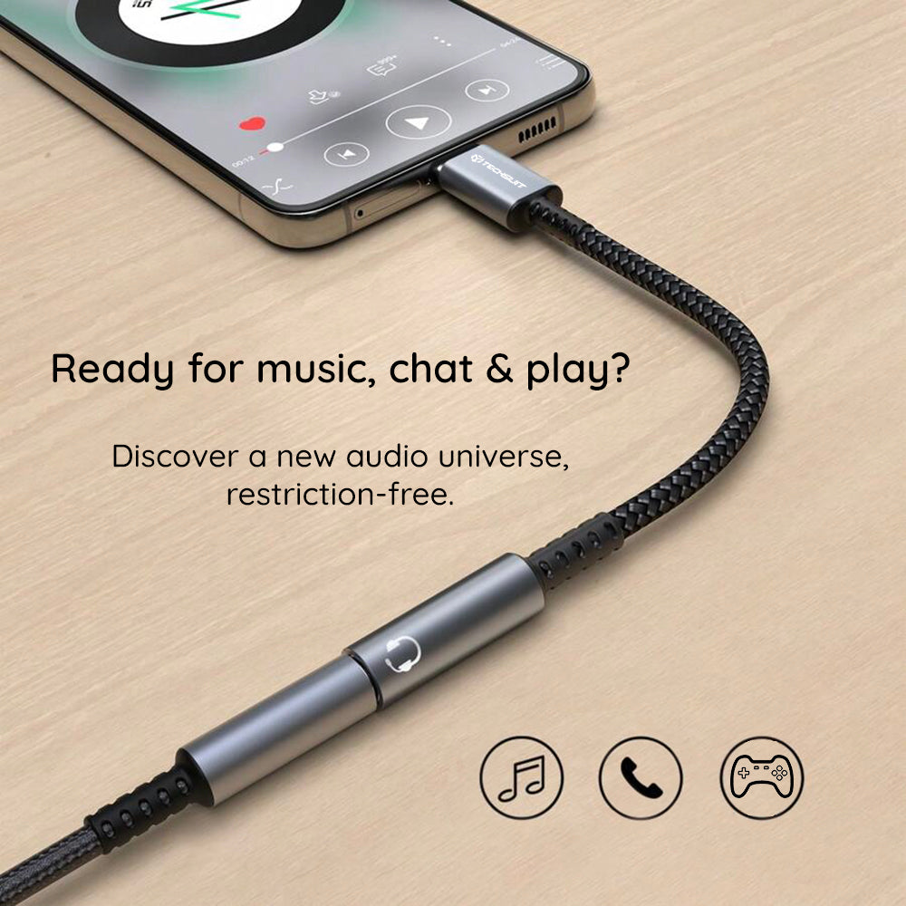 USB-C to 3.5mm Audio Adapter Techsuit AC14 SonicPiX, Gray