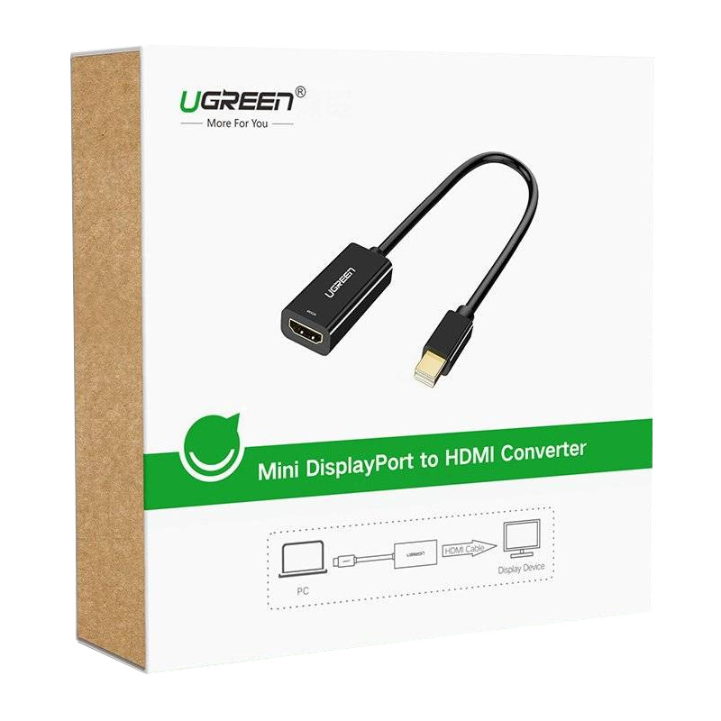 UGREEN MD112 Video Adapter, MiniDisplayPort - HDMI, 4K, Black