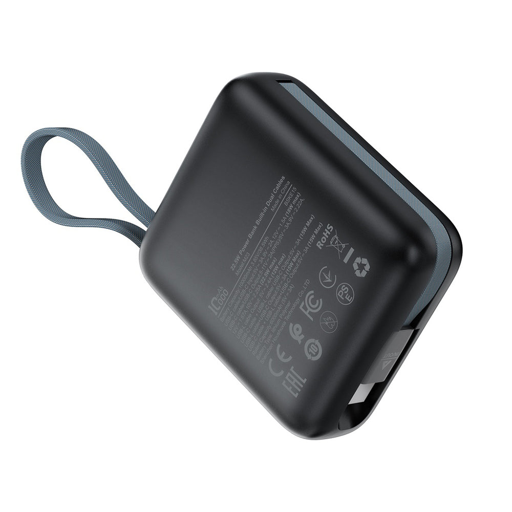 Acefast M23 External Battery, 10000mAh, 22.5W, QC + PD, 1 x Lightning - 2 x USB-C, Gray