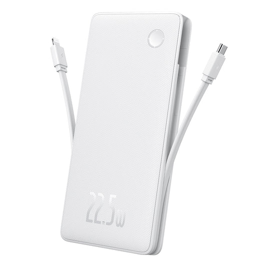 Baseus Airpow Lite External Battery, 10000mAh, 22.5W, QC + PD, 1 x Lightning - 1 x USB-A - 2 x USB-C, White P10067501213-00