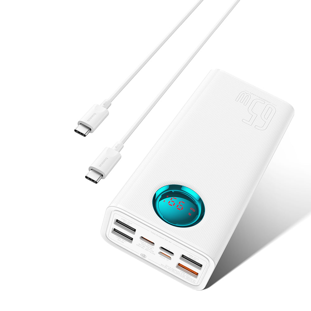 Baseus Amblight External Battery with Digital Display, 26800mAh, 65W, QC + PD, 1 x USB-C - 4 x USB-A, White P10022402223-00