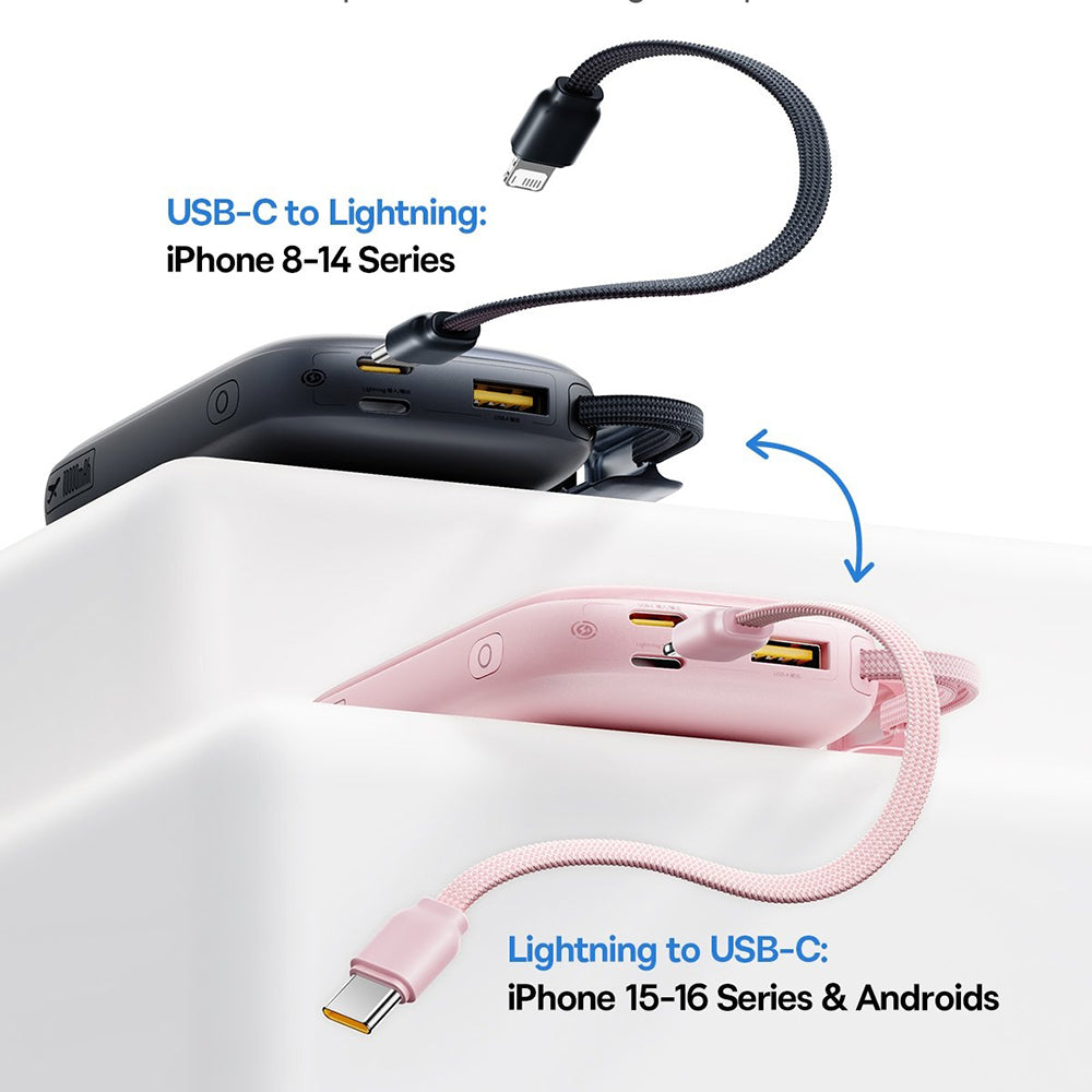 Baseus EnerFill FC21 Qpow 3 Ultra External Battery, 10000mAh, 45W, QC + PD, 1 x USB-A - 1 x USB-C, Pink E0027Q02