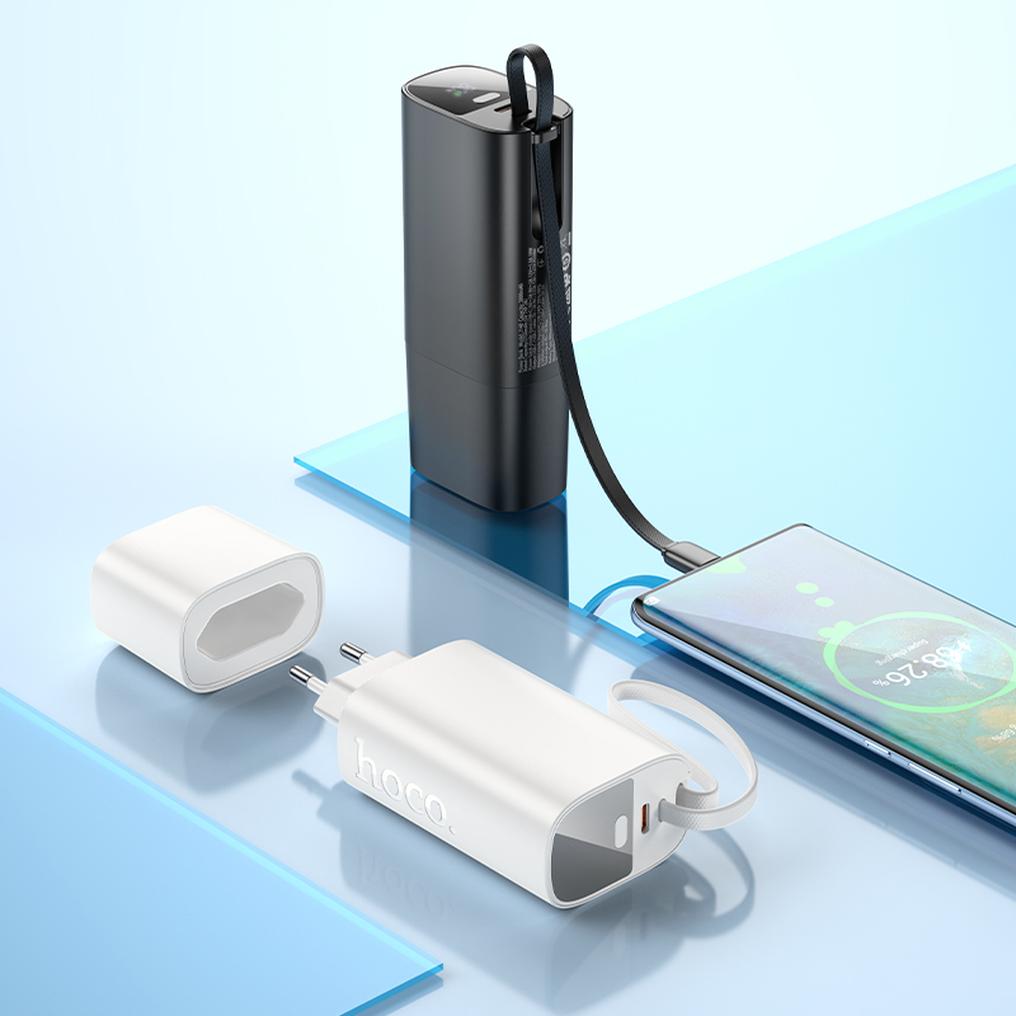 HOCO J148 2-in-1 Power Bank, 5000mAh, 20W, PD, 2 x USB-C, White