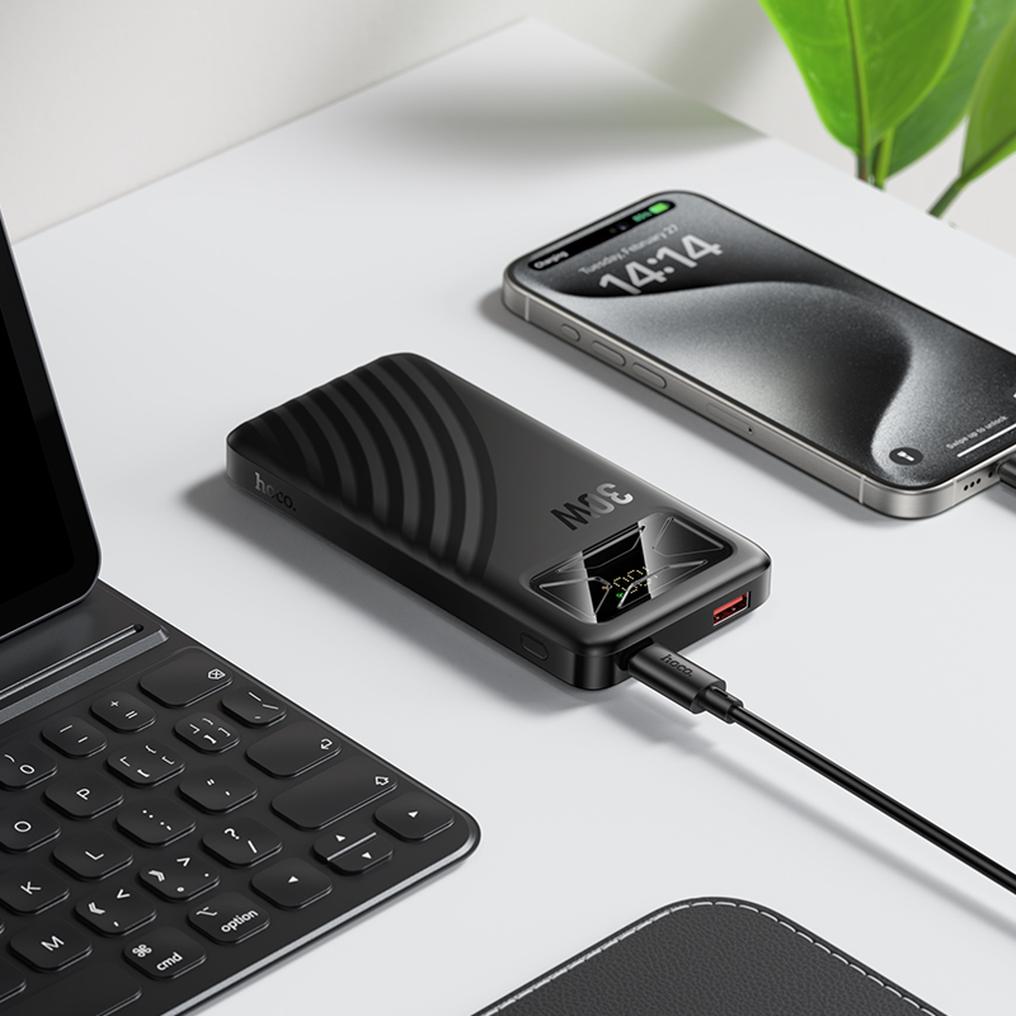 HOCO Q42 External Battery, 10000mAh, 30W, QC + PD, 1 x USB-A - 1 x USB-C, Black