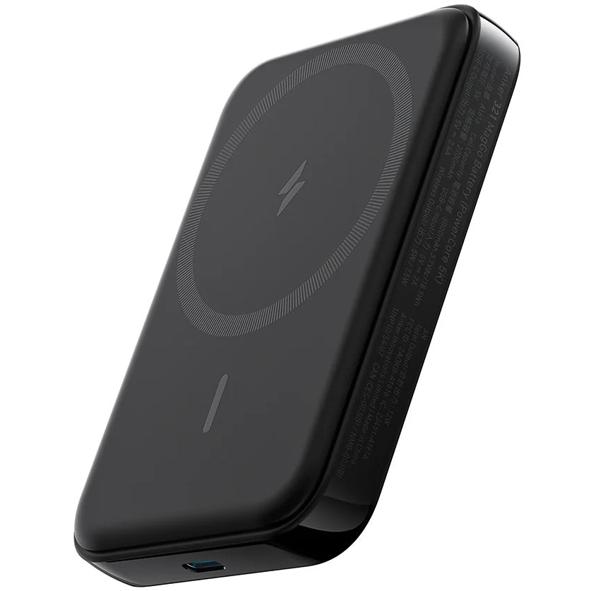 Anker 321 MagGo External Wireless Battery, 5000mAh, 7.5W, PD + FQI, 1 x QI - 1 x USB-C, Black A1616G11
