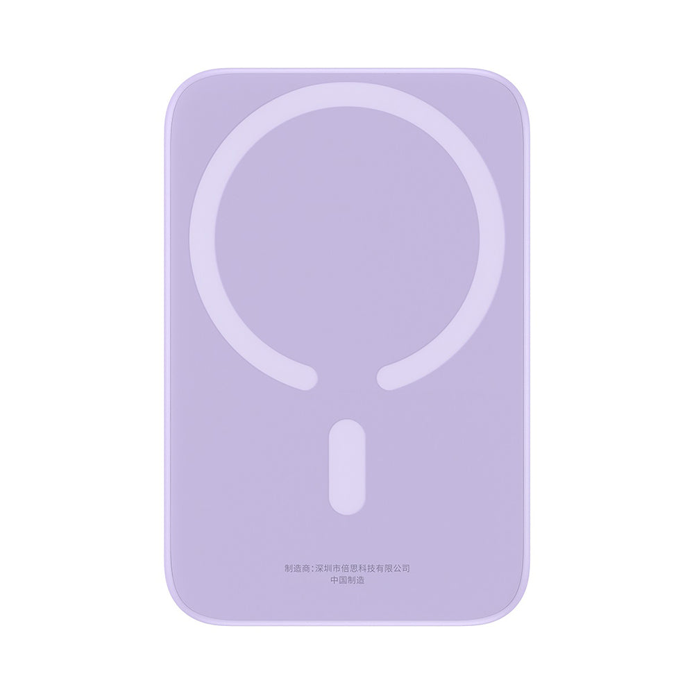 Baseus Mini Air Wireless External Battery, 6000mAh, 20W, PD + FQI, 1 x QI - 1 x USB-C, Purple P10059002513-00
