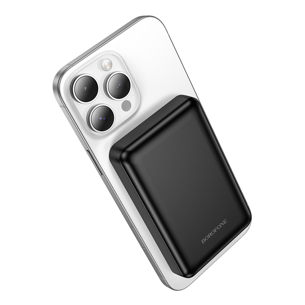 Borofone BJ82 Dawn Wireless External Battery, 5000mAh, 10W, 1 x QI - 1 x USB-A, Black