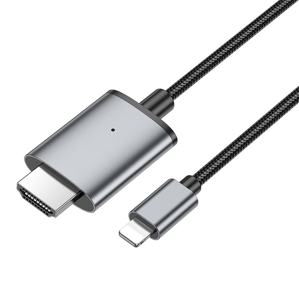 Lightning - HDMI Audio and Video Cable HOCO UA27, 2m, Gray
