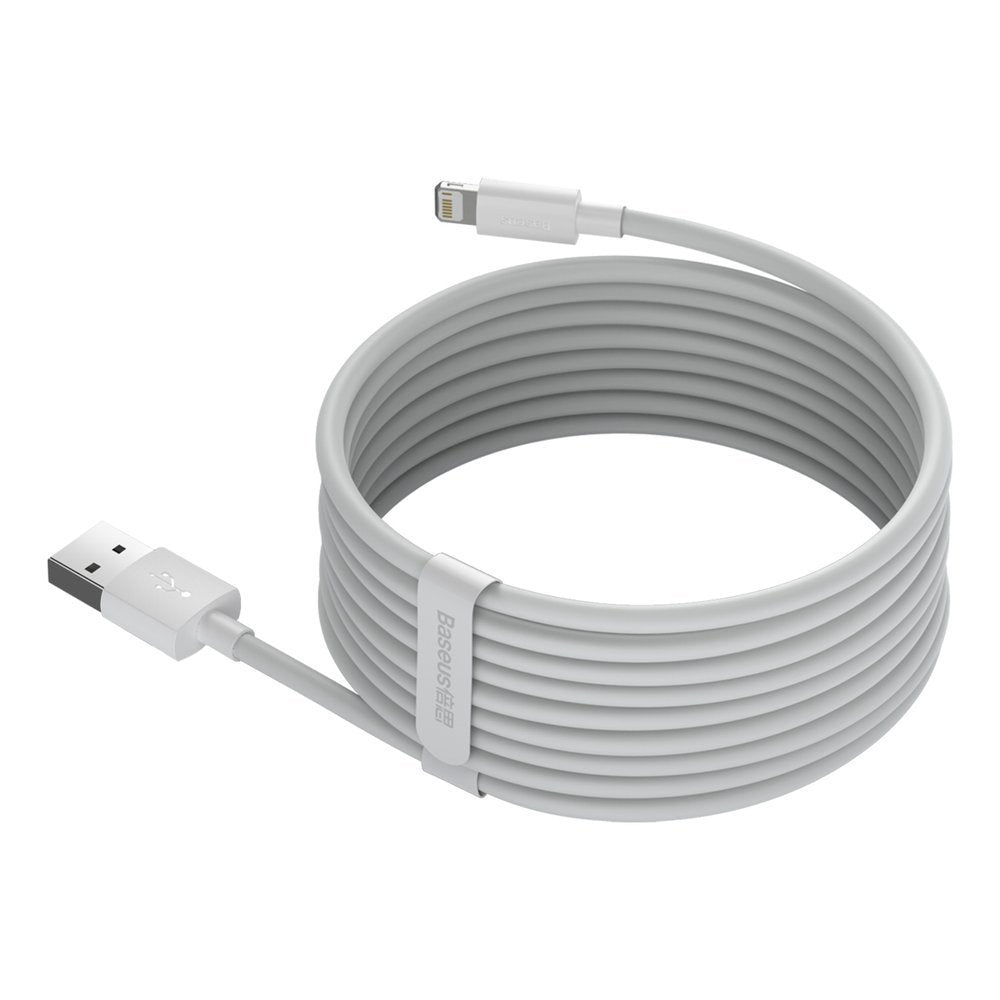 Baseus Simple Wisdom USB-A to Lightning Data and Charging Cable, 18W, 1.5m, Set of 2 pieces, White TZCALZJ-02