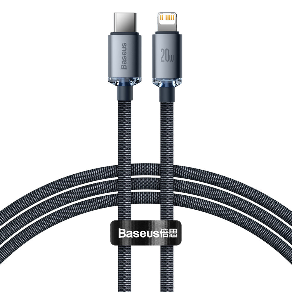 USB-C to Lightning Data and Charging Cable Baseus Crystal Shine Series, 20W, 1.2m, Black CAJY000201