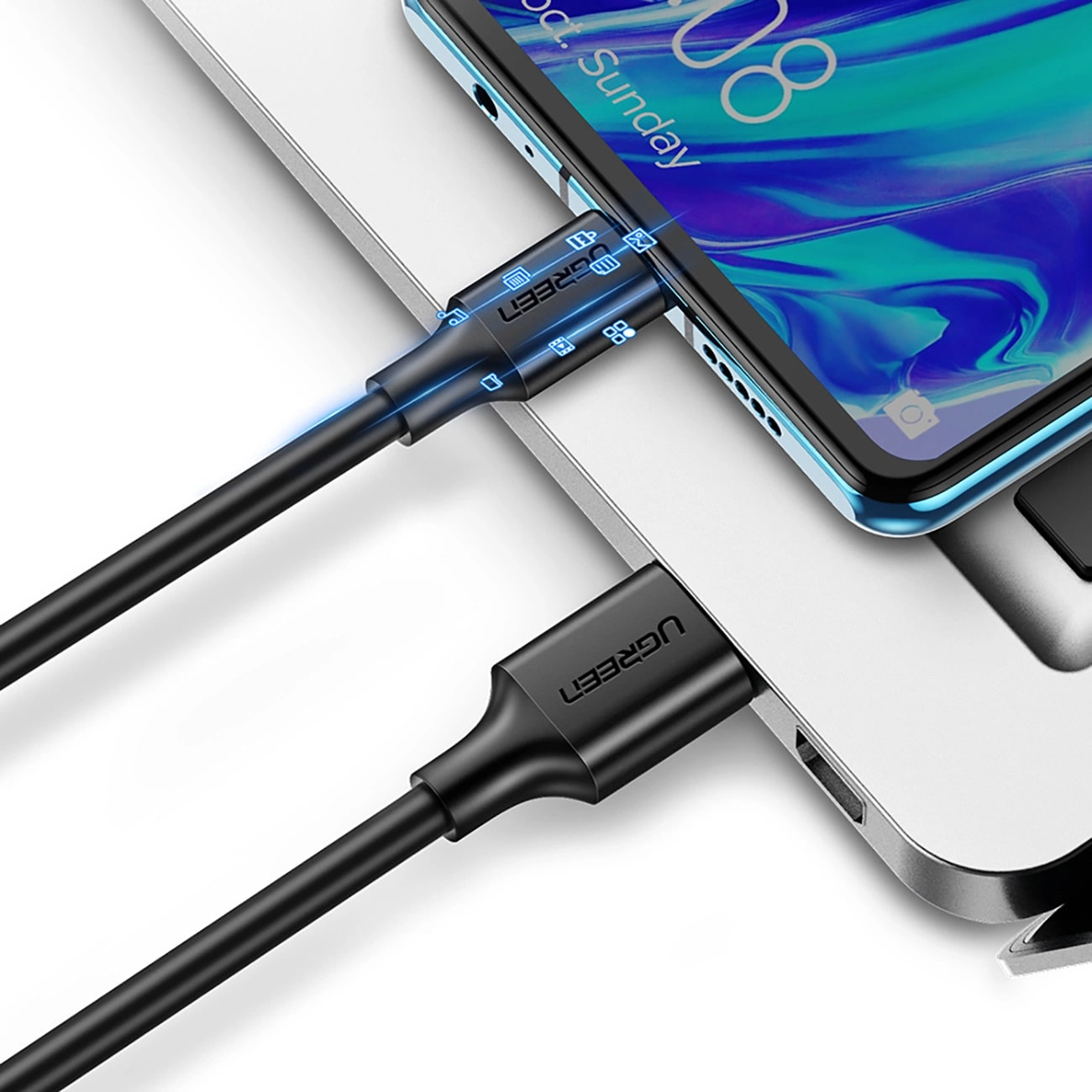 UGREEN US184 USB-A to USB-C Data and Charging Cable, 18W, 0.5m, Black