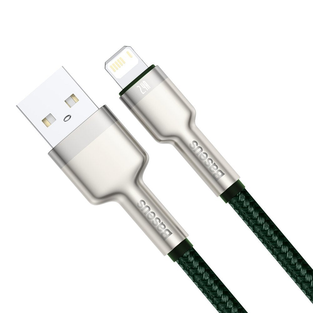 USB-A to Lightning Data and Charging Cable Baseus Cafule Metal Series, 18W, 2m, Green CALJK-B06