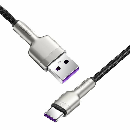 Baseus Cafule Metal Series USB-A to USB-C Data and Charging Cable, 66W, 0.25m, Black CAKF000001