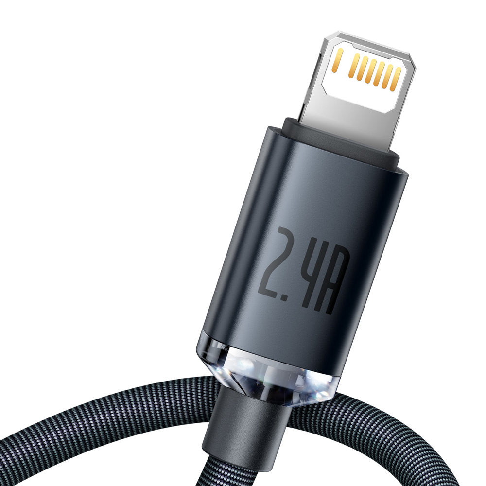 USB-A to Lightning Data and Charging Cable Baseus Crystal Shine Series, 20W, 1.2m, Black CAJY000001