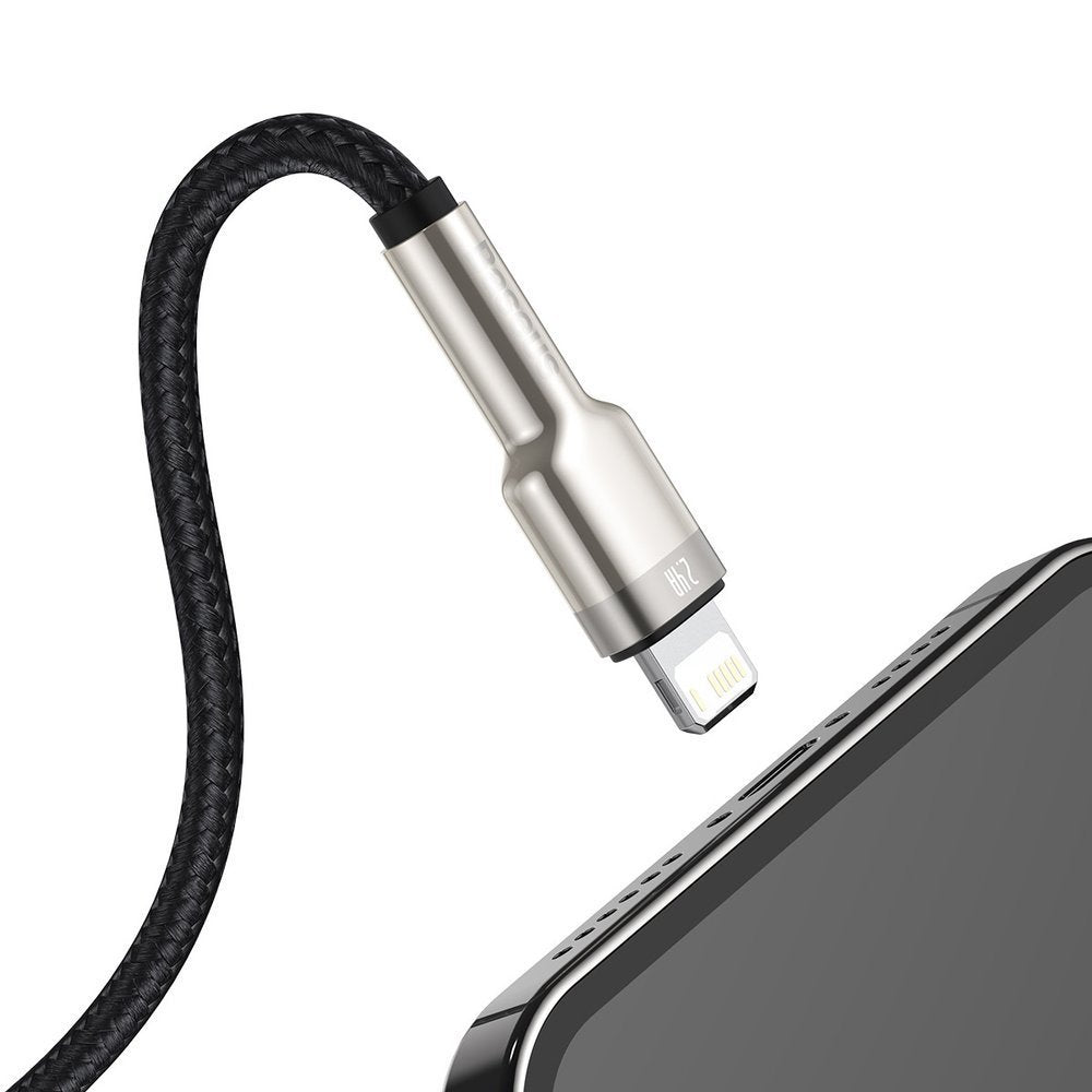 USB-A to Lightning Data and Charging Cable Baseus Cafule Metal Series, 18W, 0.25m, Black CALJK-01