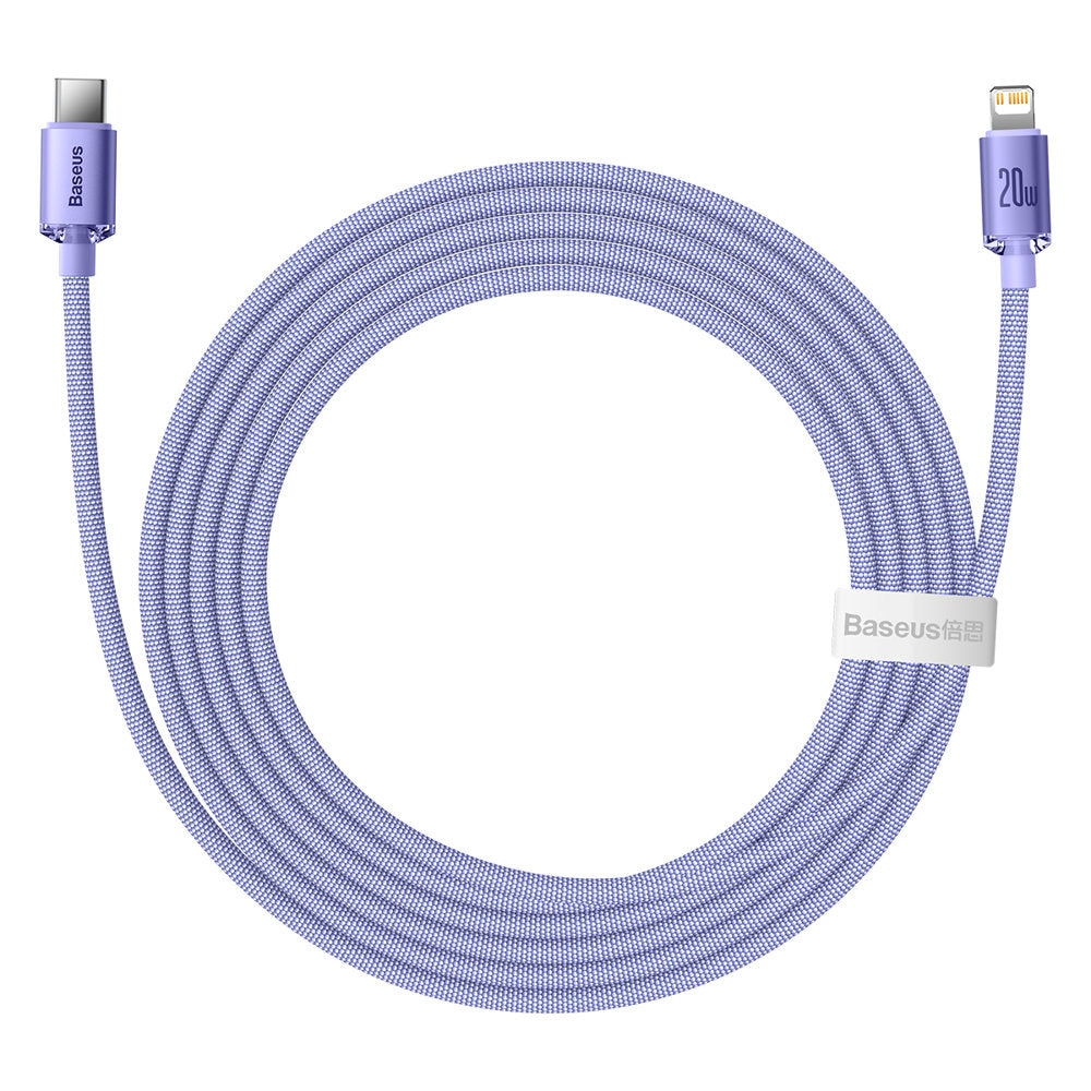 USB-C to Lightning Baseus Crystal Shine Series Data and Charging Cable, 20W, 2m, Purple CAJY000305