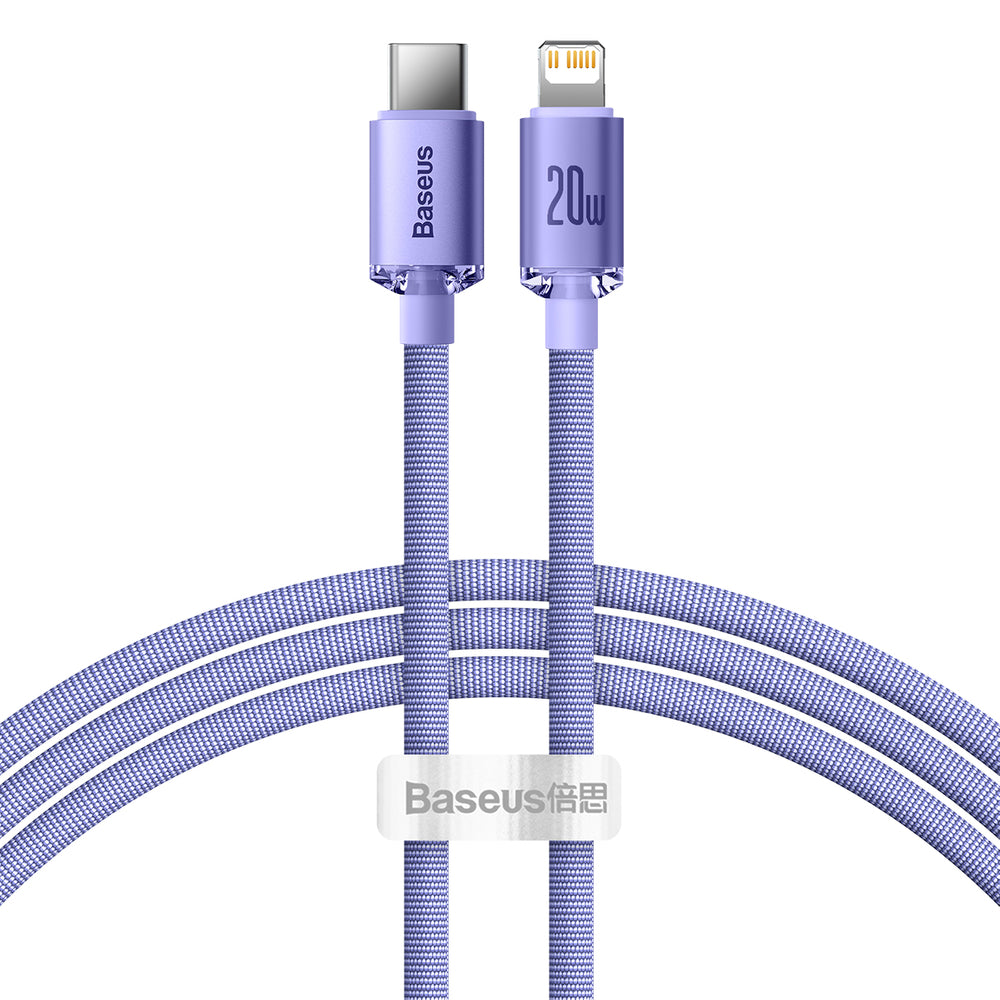 USB-C to Lightning Data and Charging Cable - Baseus Crystal Shine Series, 20W, 1.2m, Purple CAJY000205