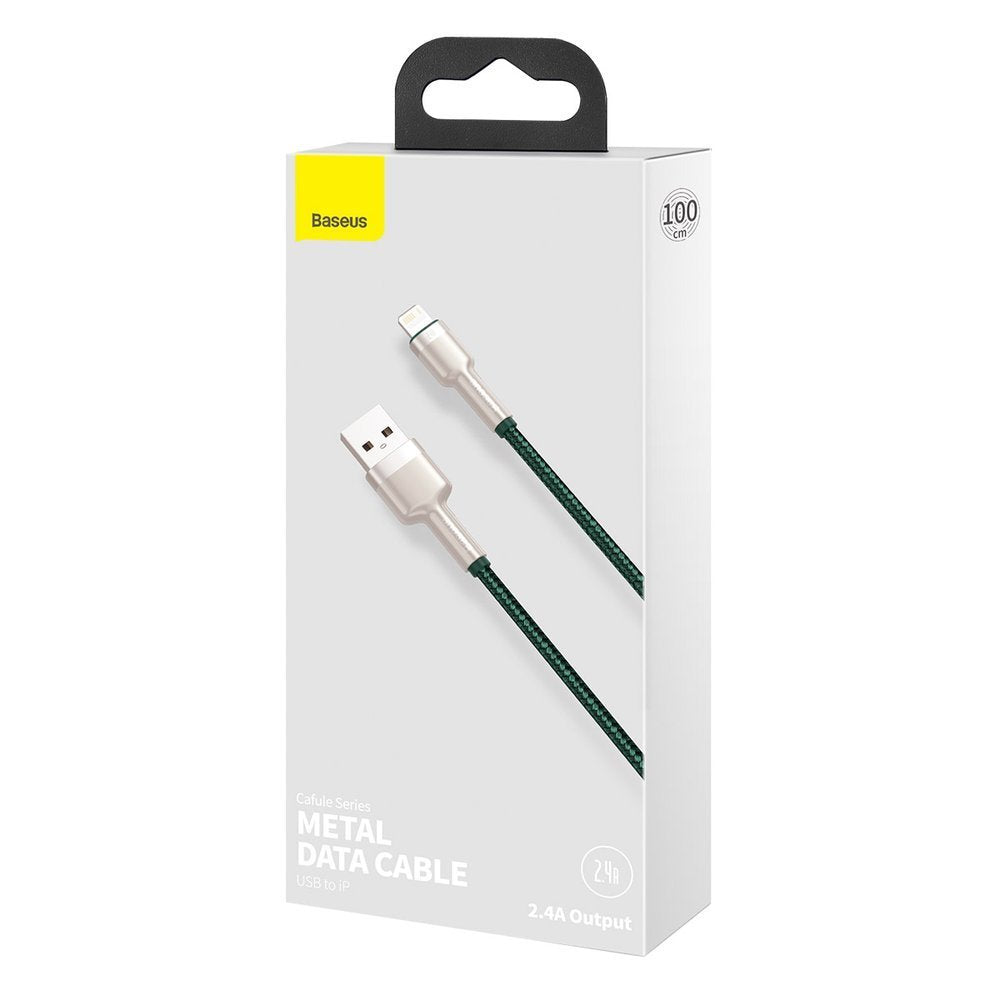 USB-A to Lightning Data and Charging Cable Baseus Cafule Metal Series, 18W, 2m, Green CALJK-B06
