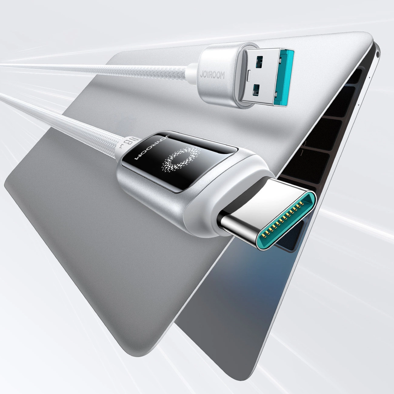 USB-A to USB-C Data and Charging Cable Joyroom S-A55 StarFlight Display, 66W, 1.2m, White