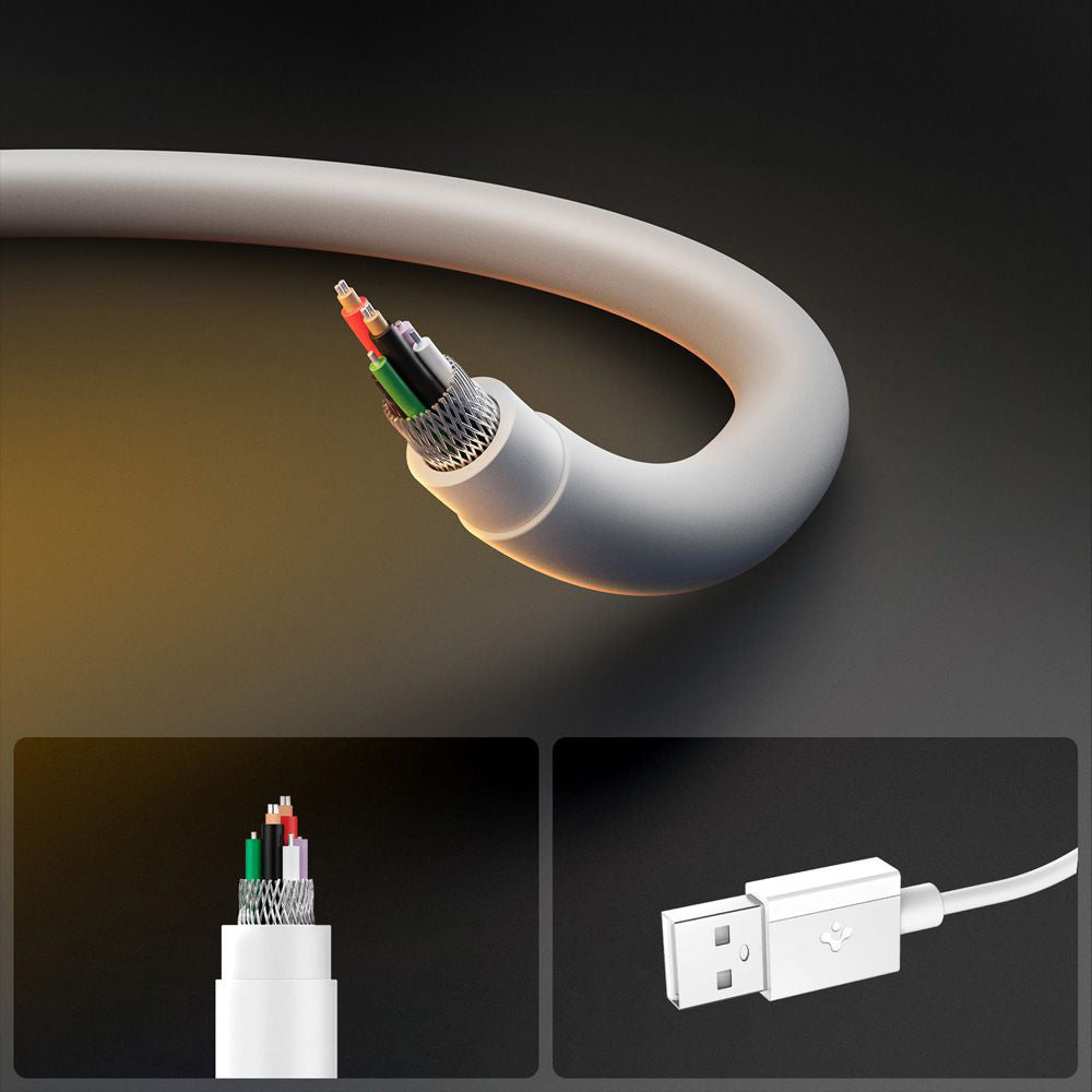 USB-A to USB-C Spigen Essential Data and Charging Cable, 60W, 2m, White ACA08716