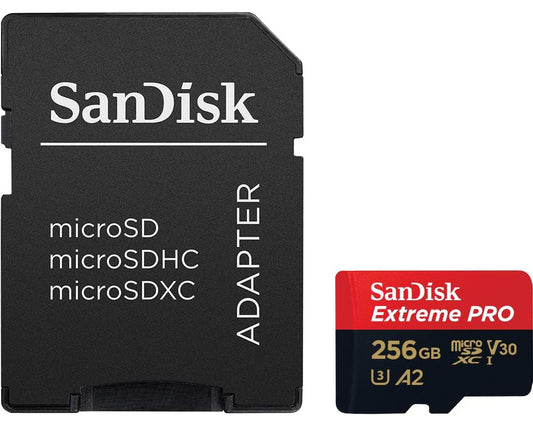 SanDisk Extreme Pro microSDXC Memory Card, 256Gb, Class 10 / UHS-1 U3, With Adapter SDSQXCD-256G-GN6MA