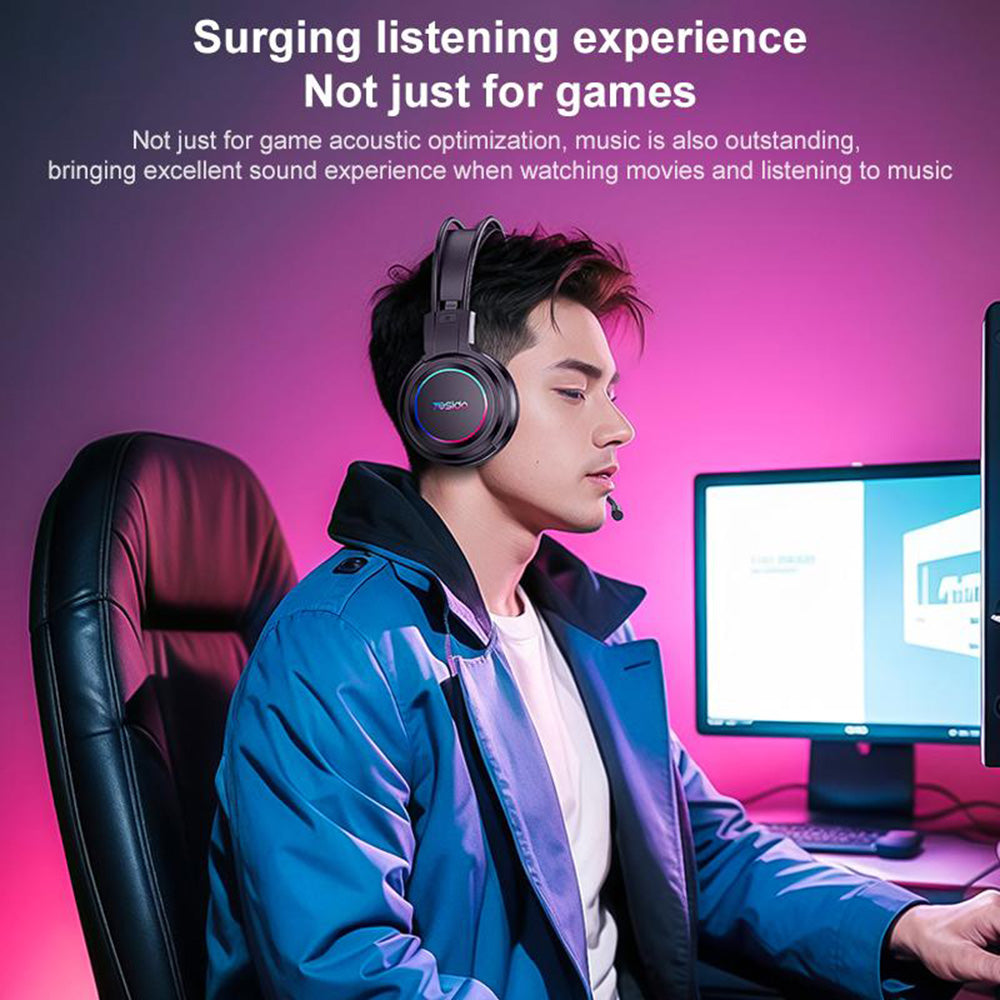 USB Gaming Headphones Yesido EK05, RGB, 1.2m, Black