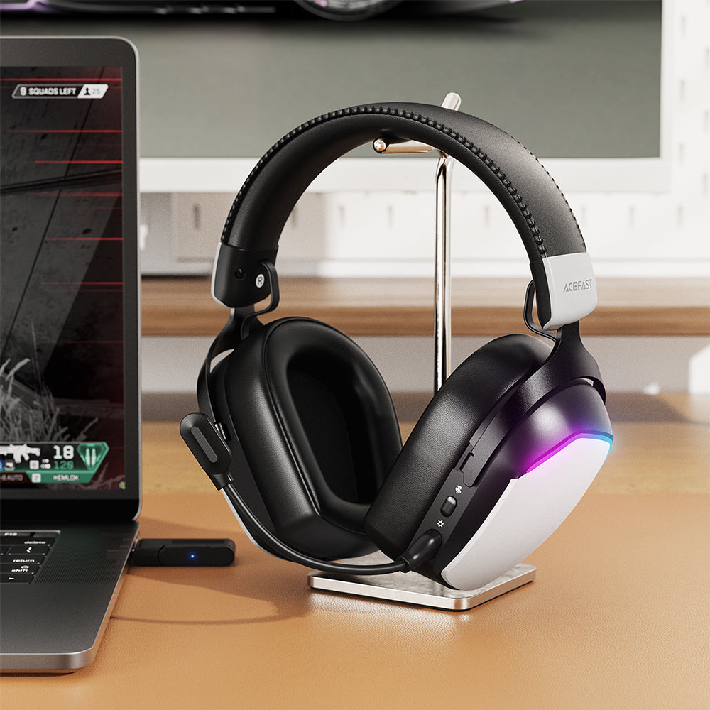 Acefast H11 Wireless Gaming Headphones, RGB, BT / Wi-Fi / Wired, White