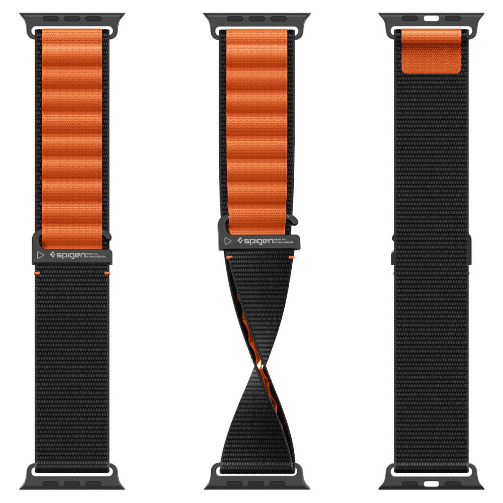 Spigen WBF1 Strap for Apple Watch 49mm / 46mm / 45mm / 44mm Series, Black Orange AMP10145