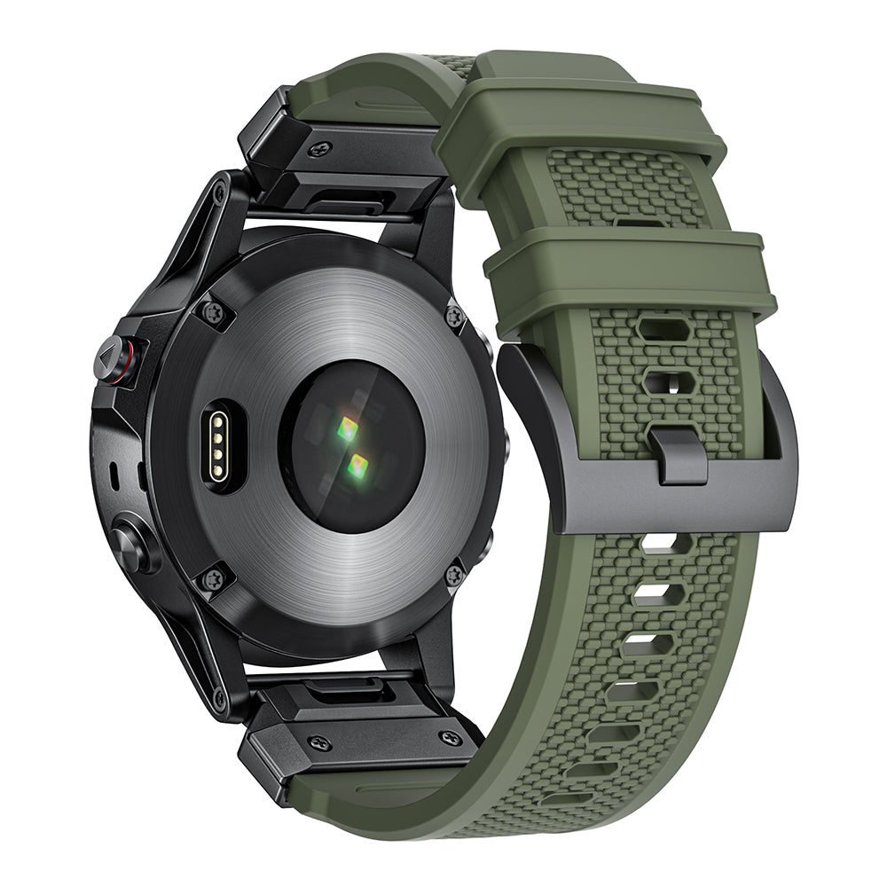 Techsuit W068 Strap for Garmin Watch Fenix / Forerunner / Approach Series, 22mm, Black Green