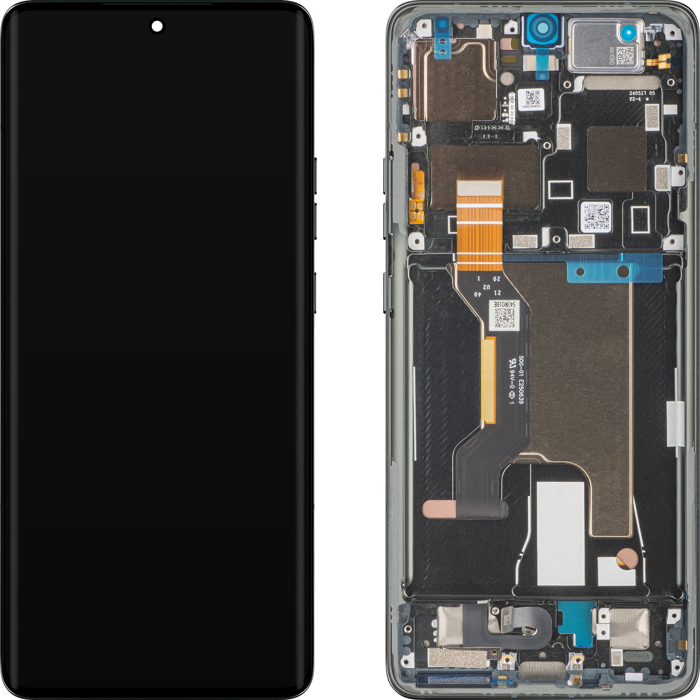 Touchscreen Display Motorola Edge 50 Ultra, with Frame, Black (Forest Grey), Service Pack 5D68C24483