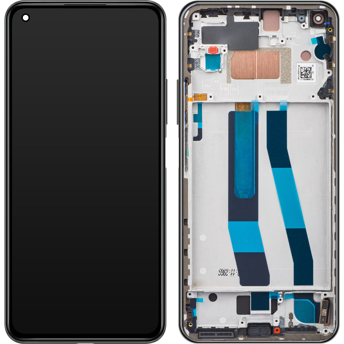 Xiaomi 11 Lite 5G NE Touchscreen Display with Frame, Black (Truffle Black), Swap 5600030K9D00
