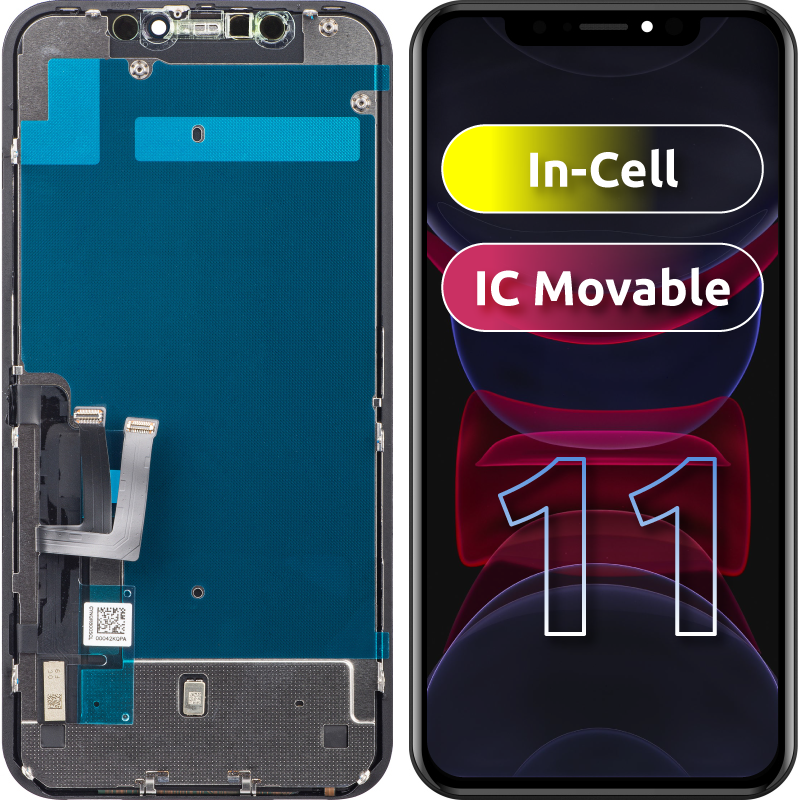 ZY Touchscreen Display for Apple iPhone 11, with Frame, LCD In-Cell IC Movable, Black