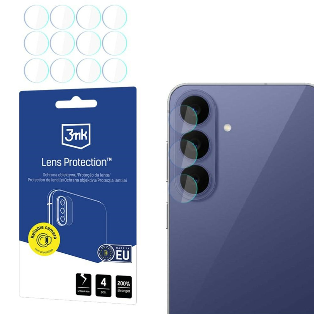 3MK Protection Rear Camera Protector for Samsung Galaxy S26 FE S741, Tempered Glass, Set of 4, Transparent
