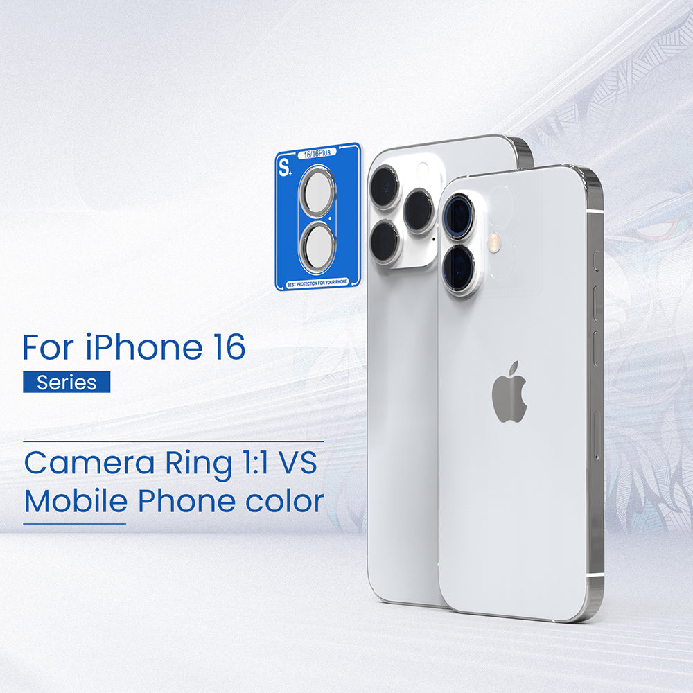 Lito S+ Rear Camera Protective Film for Apple iPhone 16 Plus / 16, Tempered Glass, Silver