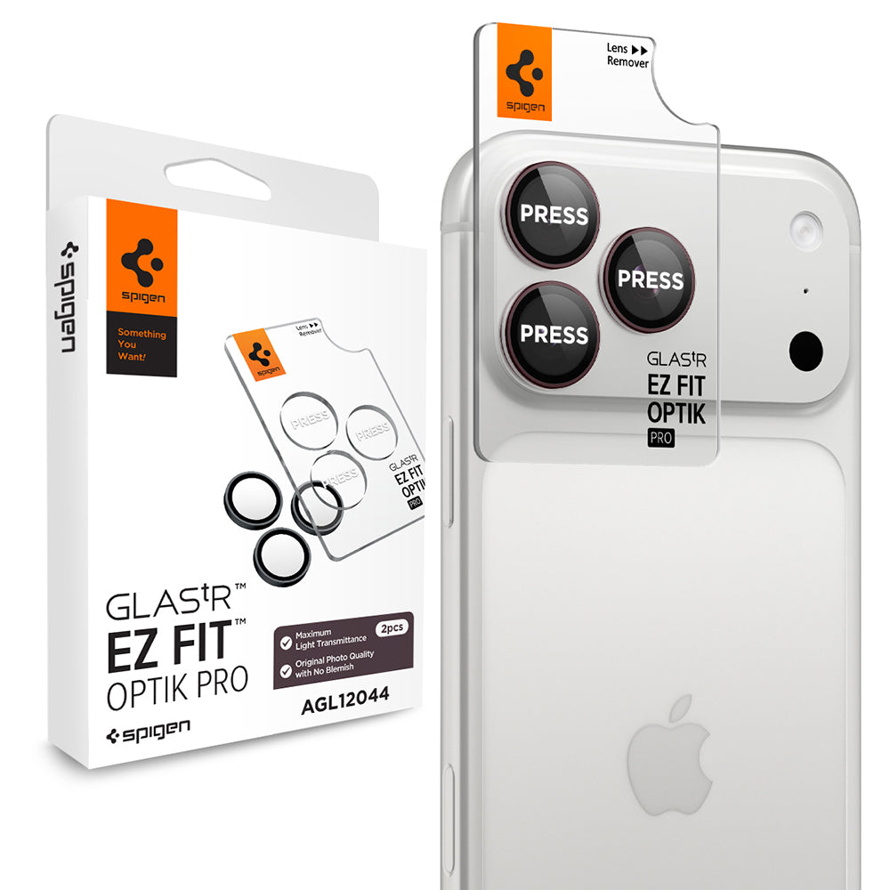 Spigen GlastR EZ FIT Optik Pro Rear Camera Protective Film for Apple iPhone 18 Pro / 18 Pro Max, Tempered Glass, Set of 2, Burgundy
