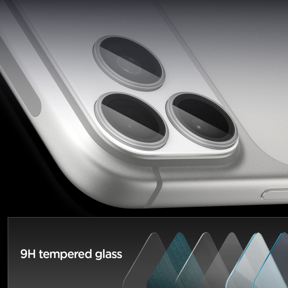 Spigen GlastR EZ FIT Optik Pro XL Rear Camera Protector for Apple iPhone 17 Pro Max, Tempered Glass, Silver AGL10652