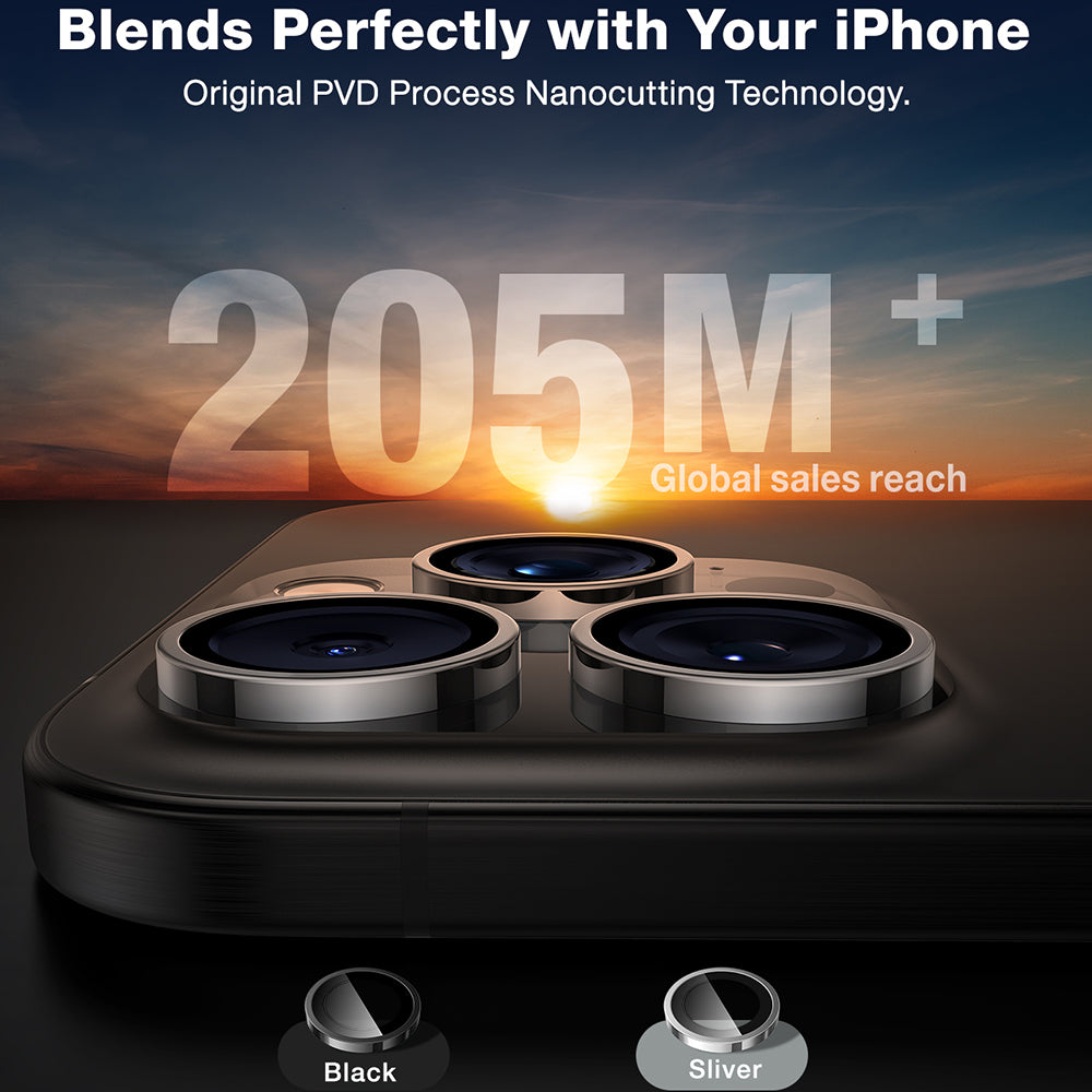 Torras Lensguard Rear Camera Protective Film for Apple iPhone 16 Pro Max / 16 Pro, Tempered Glass, Metallic Gray