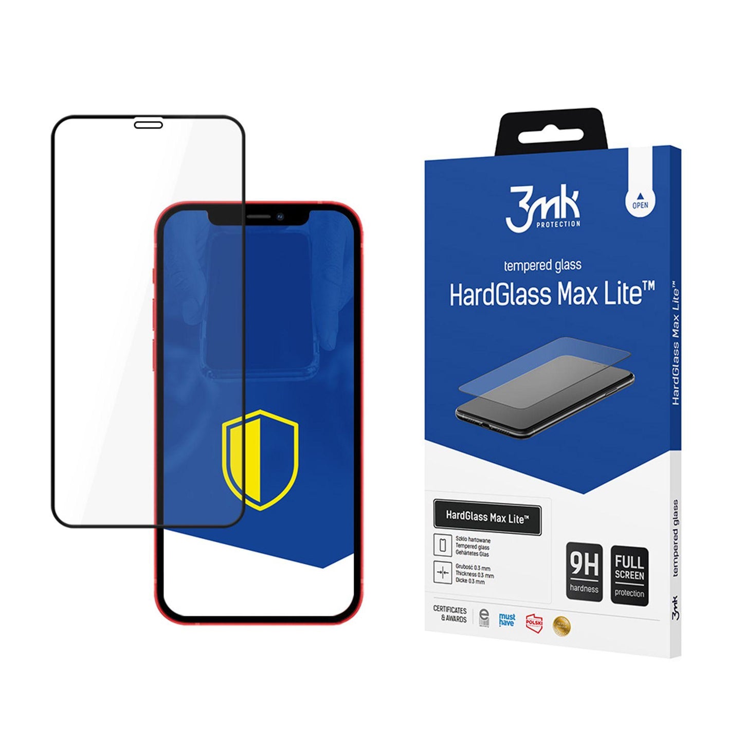 Screen Protector 3MK HardGlass Max Lite for Apple iPhone 12 mini, Tempered Glass, Full Glue, Black