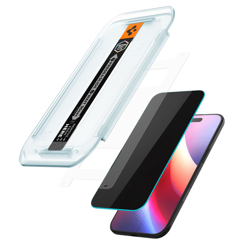 Spigen GlastR EZ FIT Privacy Screen Protector for Apple iPhone 17 Air, Tempered Glass, Full Glue, Set of 2 pieces AGL09862