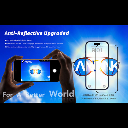 Anank Anti Reflection Screen Protector for Apple iPhone 17, Tempered Glass, Full Glue, 2.5D, Black