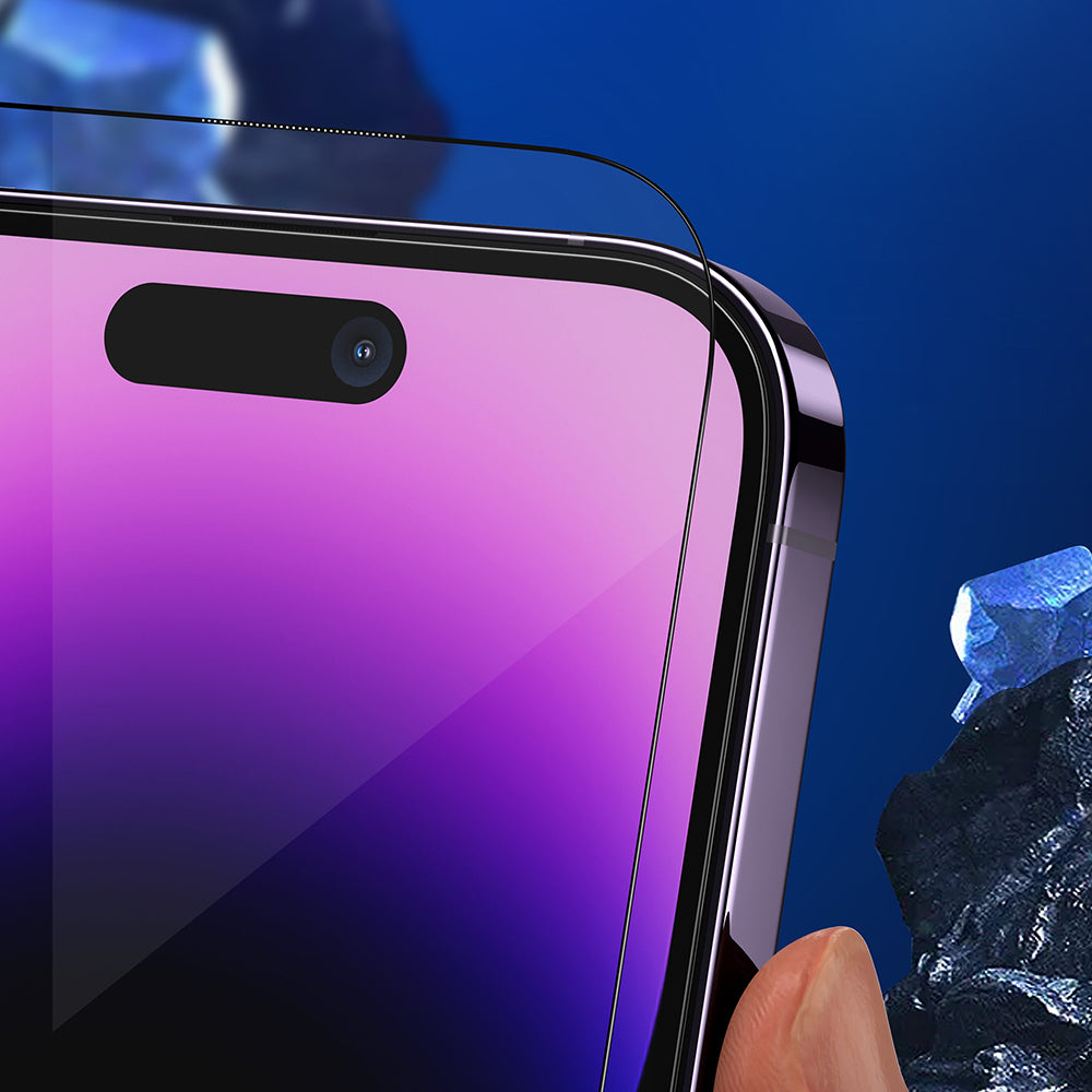 Blueo Anti-Broken Screen Protector Film for Apple iPhone 15 Pro, Tempered Glass, Full Glue, Black