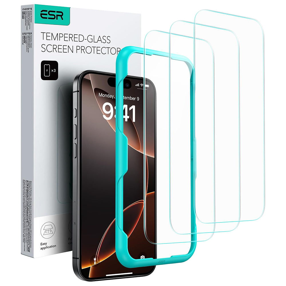 ESR Screen Protector for Apple iPhone 17 Pro Max, Tempered Glass, Full Glue, Set of 3 Pieces