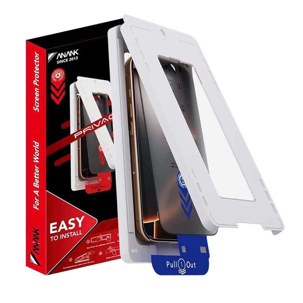 Anank 5X Reinforced Privacy Screen Protector Applicator for Apple iPhone 17 Air, Tempered Glass, Full Glue, 2.5D