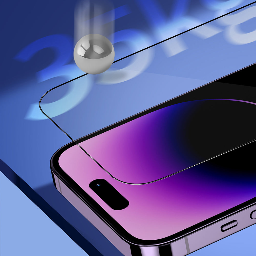 Privacy Screen Protector Blueo Sapphire Applicator Pro for Apple iPhone 17 Pro / 17 / 16 Pro, Tempered Glass, Full Glue