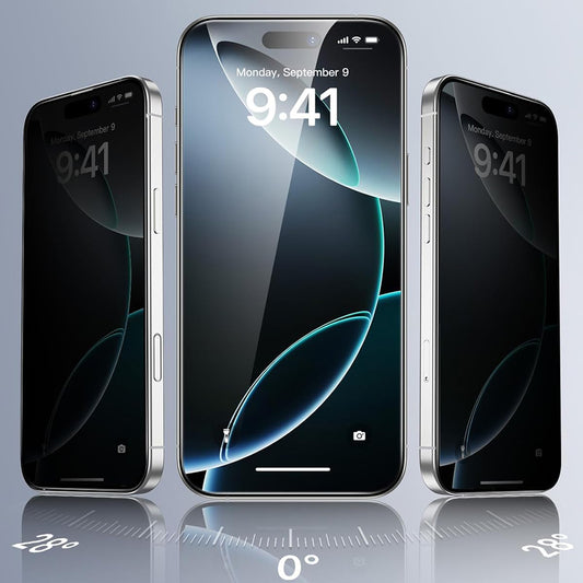 Privacy Screen Protector ESR for Apple iPhone 17 / 16 Pro, Tempered Glass, Full Glue, Set of 3 Pieces