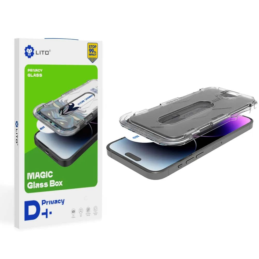 Privacy Screen Protector Film Lito Magic Glass Box D+ Tools for Apple iPhone XS / X, Tempered Glass, Full Glue