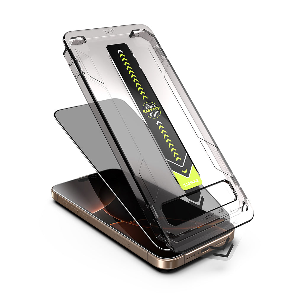 Privacy Screen Protector Techsuit TitanGlass for Apple iPhone 17 / 16 Pro, Tempered Glass, Full Glue, Set of 2 Pieces