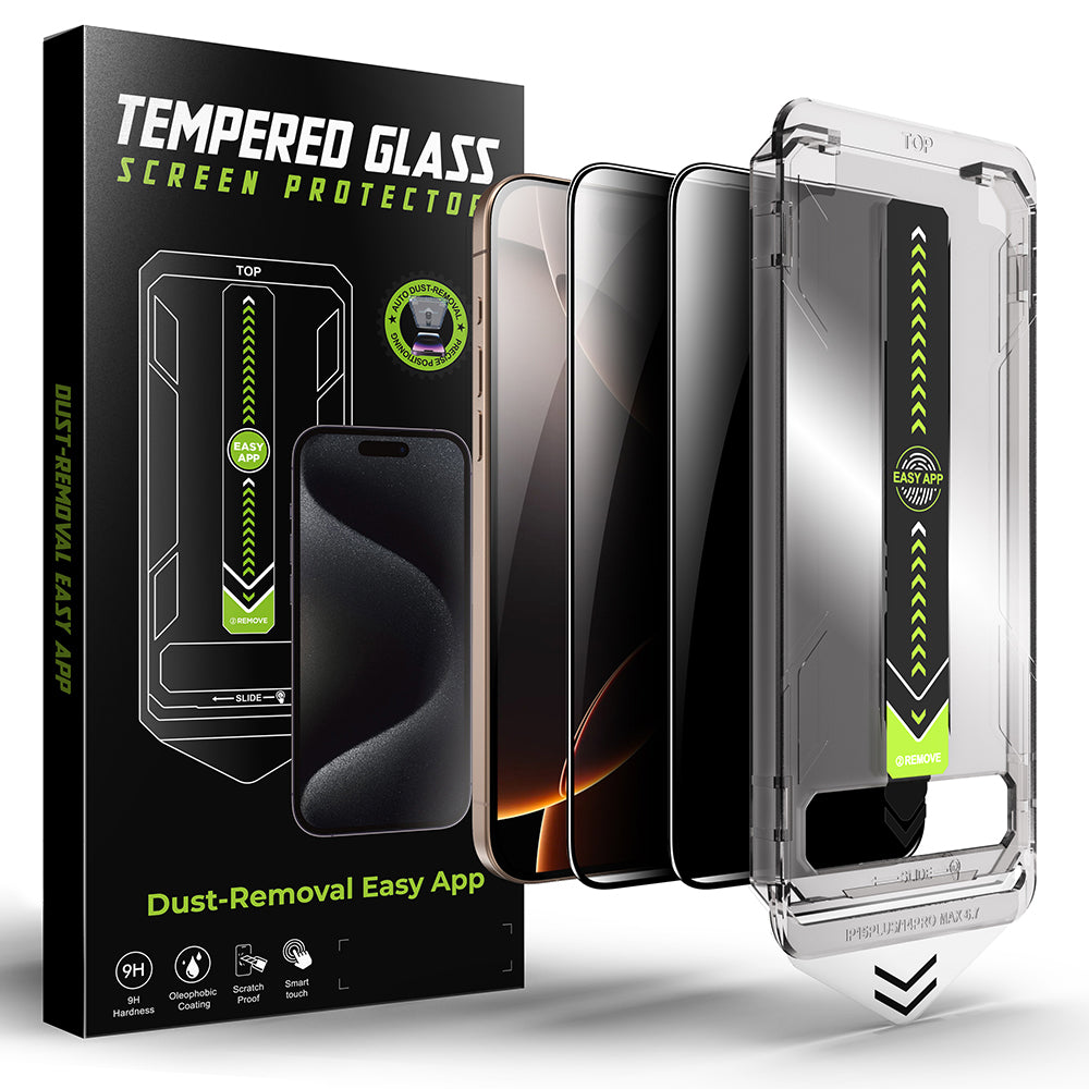 Privacy Screen Protector Techsuit TitanGlass for Apple iPhone 17 Pro, Tempered Glass, Full Glue, Set of 2 Pieces