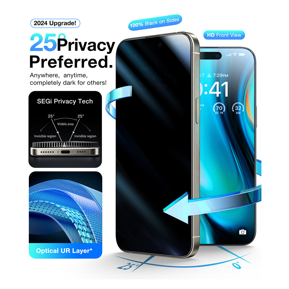 Torras GlassGo Install Master Privacy Screen Protector for Apple iPhone 17, Tempered Glass, Full Glue